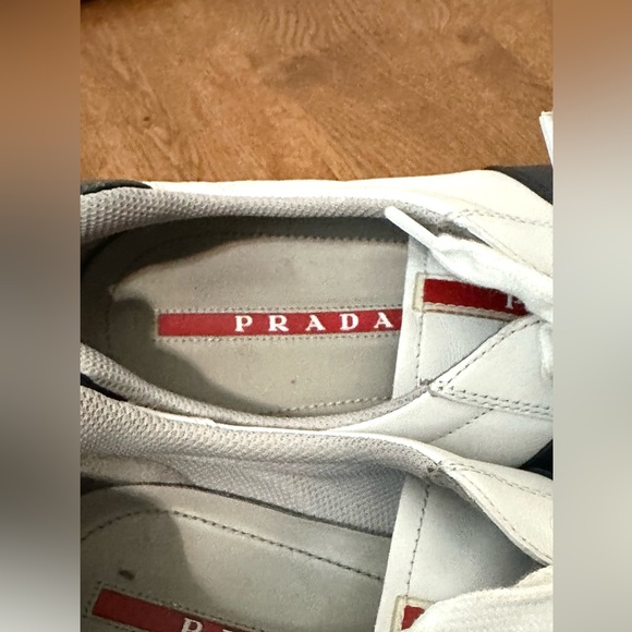 Prada men’s leather sneakers UK size 11 US size 12 white lace up shoes trainers - Picture 3 of 9